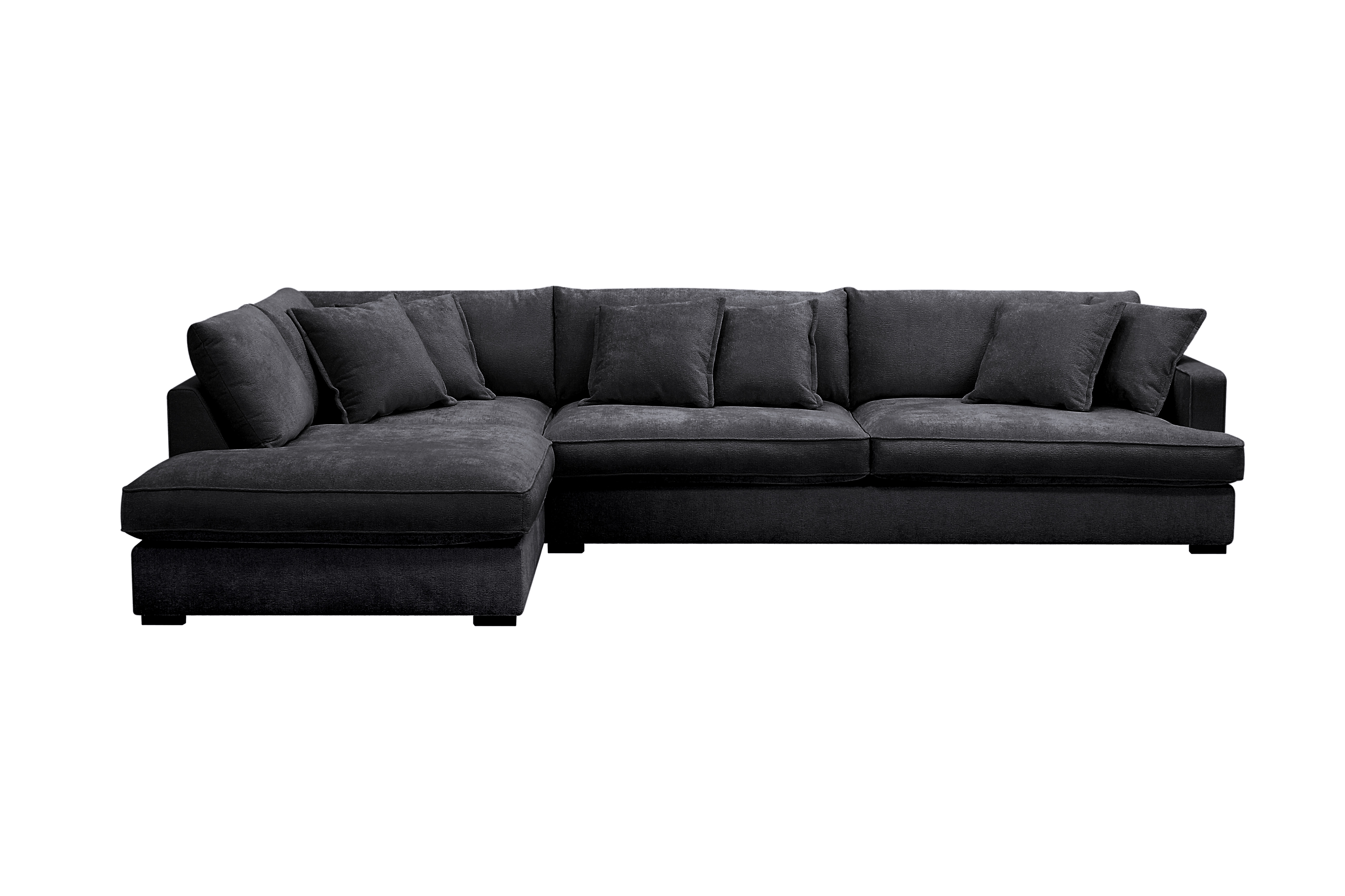 rossita lyx 4-sits extra djup soffa med schäslong vänster - svart chenille