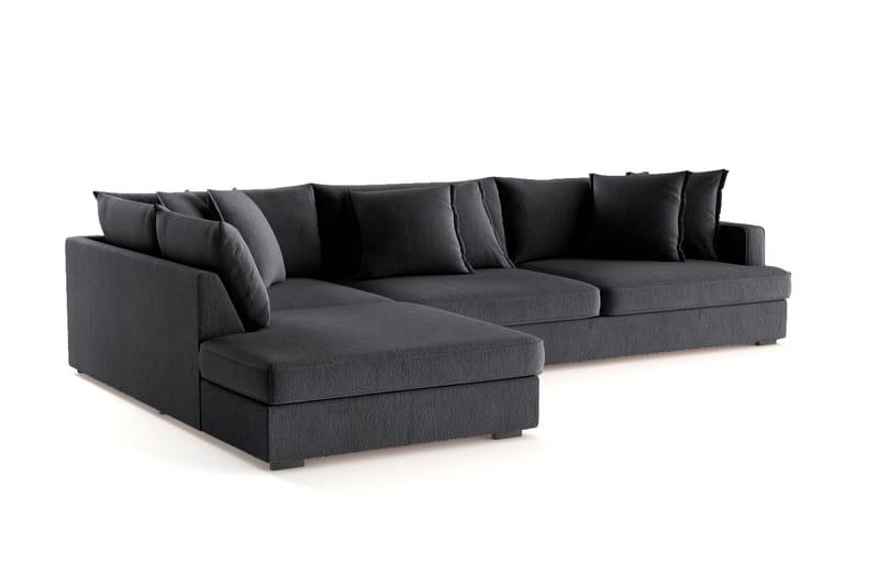 Rossita Lyx 4-sits Extra djup Soffa med Schäslong Vänster - Svart Chenille - Möbler - Vardagsrum - Soffor - Sammetssoffor