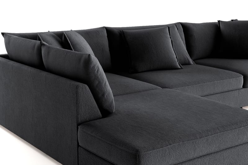 Rossita Lyx 4-sits Extra djup Soffa med Schäslong Vänster - Svart Chenille - Möbler - Vardagsrum - Soffor - Sammetssoffor