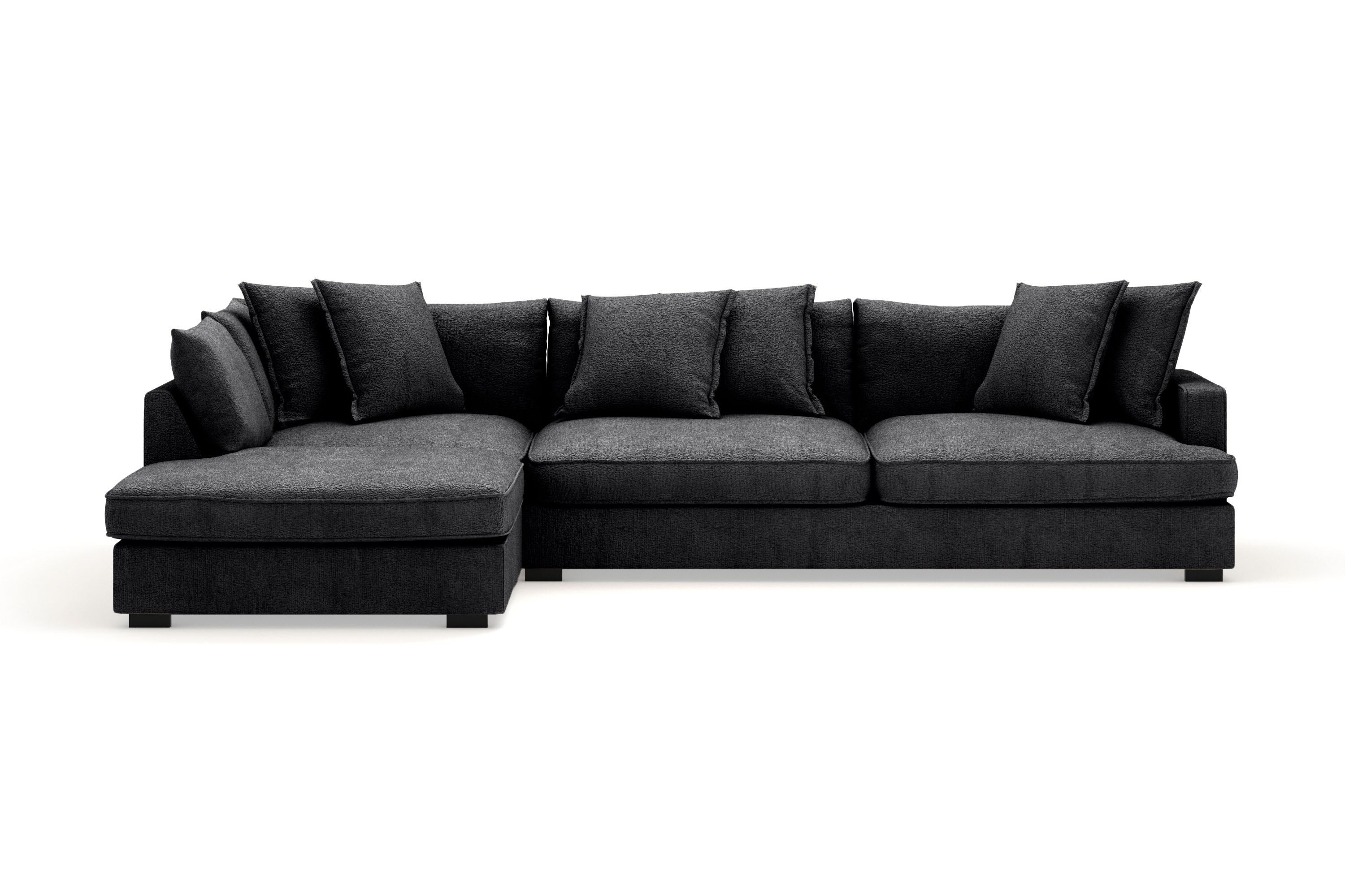 rossita lyx 4-sits extra djup soffa med schäslong vänster - svart chenille