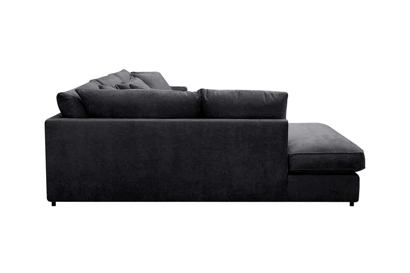 Rossita Lyx 4-sits Extra djup Soffa med Schäslong Vänster - Svart Chenille - Möbler - Vardagsrum - Soffor - Divansoffa & schäslong