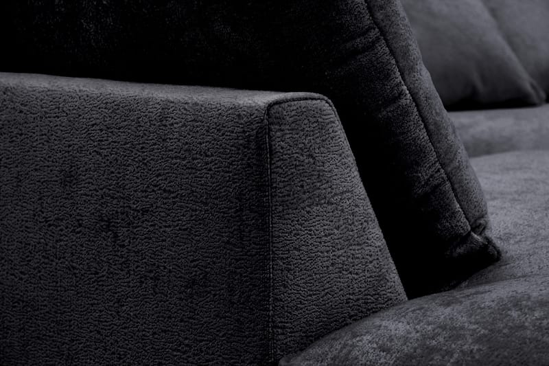 Rossita Lyx 4-sits Extra djup Soffa med Schäslong Vänster - Svart Chenille - Möbler - Vardagsrum - Soffor - Divansoffa & schäslong