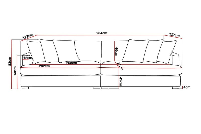 Rossita Lyx 4-sits Extra djup Tygsoffa - Beige - Möbler - Vardagsrum - Soffor - 4-sits soffor