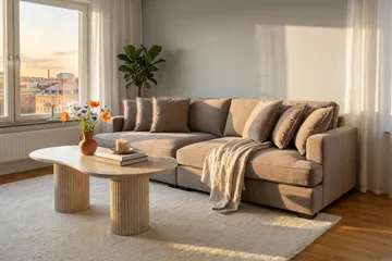 Rossita Lyx 4-sits Extra djup Tygsoffa - Brun - Möbler - Vardagsrum - Soffor - 4-sits soffor