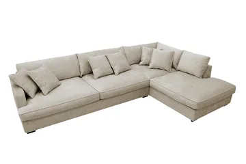 Rossita Lyx 4-sits Högervänd L-formad Extra Djup Schäslongsoffa i Chenille - Beige Chenille - Möbler - Vardagsrum - Soffor - Divansoffa & schäslong