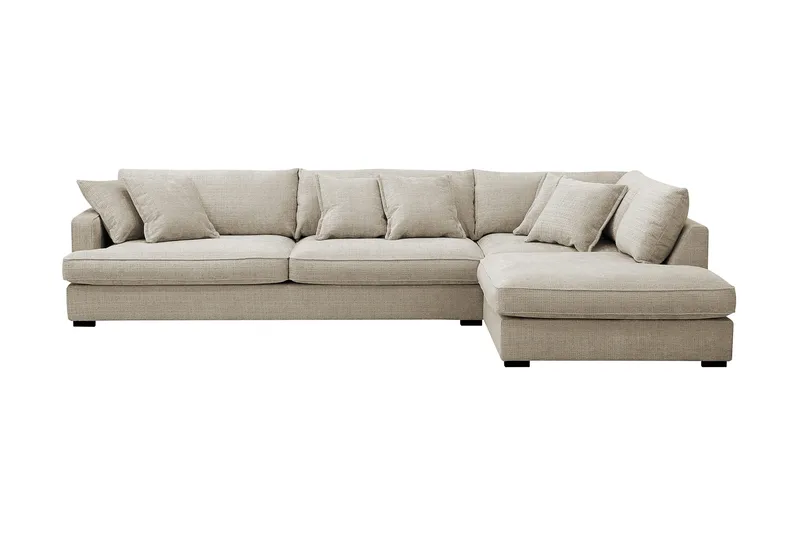 Rossita Lyx 4-sits Högervänd L-formad Extra Djup Schäslongsoffa i Chenille - Beige Chenille - Möbler - Vardagsrum - Soffor - Divansoffa & schäslong
