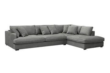 Rossita Lyx 4-sits Högervänd L-formad Extra Djup Schäslongsoffa i Chenille - Grå Chenille - Möbler - Vardagsrum - Soffor - Divansoffa & schäslong