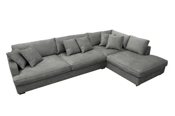 Rossita Lyx 4-sits Högervänd L-formad Extra Djup Schäslongsoffa i Chenille - Grå Chenille - Möbler - Vardagsrum - Soffor - Divansoffa & schäslong