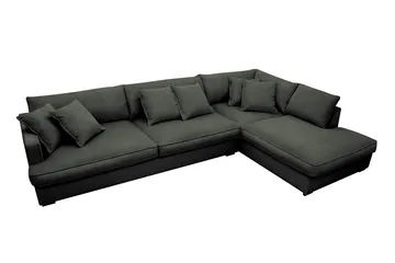 Rossita Lyx 4-sits Högervänd L-formad Extra Djup Schäslongsoffa i Manchester - Mörkgrön Manchester - Möbler - Vardagsrum - Soffor - Divansoffa & schäslong