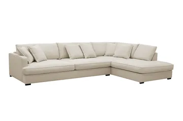 Rossita Lyx 4-sits Högervänd L-formad Extra Djup Schäslongsoffa i Tyg - Beige Tyg - Möbler - Vardagsrum - Soffor - Divansoffa & schäslong