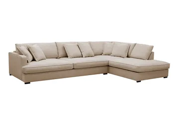 Rossita Lyx 4-sits Högervänd L-formad Extra Djup Schäslongsoffa i Tyg - Beige Tyg - Möbler - Vardagsrum - Soffor - Divansoffa & schäslong