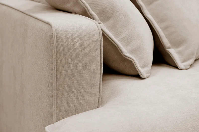 Rossita Lyx 4-sits Högervänd L-formad Extra Djup Schäslongsoffa i Tyg - Beige Tyg - Möbler - Vardagsrum - Soffor - Divansoffa & schäslong