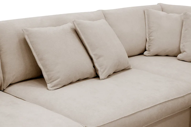 Rossita Lyx 4-sits Högervänd L-formad Extra Djup Schäslongsoffa i Tyg - Beige Tyg - Möbler - Vardagsrum - Soffor - Divansoffa & schäslong