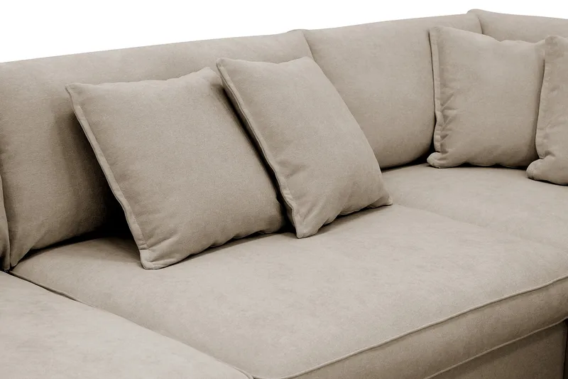 Rossita Lyx 4-sits Högervänd L-formad Extra Djup Schäslongsoffa i Tyg - Brun Tyg - Möbler - Vardagsrum - Soffor - Divansoffa & schäslong