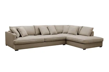 Rossita Lyx 4-sits Högervänd L-formad Extra Djup Schäslongsoffa i Tyg - Brun Tyg - Möbler - Vardagsrum - Soffor - Divansoffa & schäslong