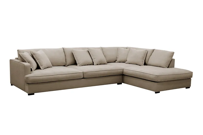 Rossita Lyx 4-sits Högervänd L-formad Extra Djup Schäslongsoffa i Tyg - Brun Tyg - Möbler - Vardagsrum - Soffor - Divansoffa & schäslong