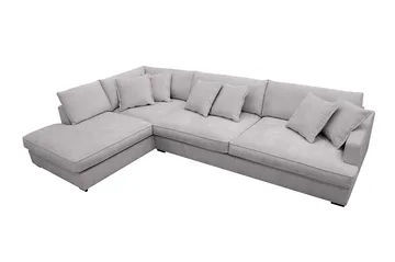 Rossita Lyx 4-sits Vänstervänd L-formad Extra Djup Schäslongsoffa i Chenille - Grå Chenille - Möbler - Vardagsrum - Soffor - Divansoffa & schäslong