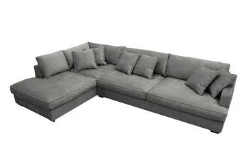 Rossita Lyx 4-sits Vänstervänd L-formad Extra Djup Schäslongsoffa i Chenille - Grå Chenille - Möbler - Vardagsrum - Soffor - Divansoffa & schäslong