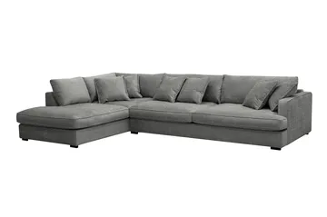 Rossita Lyx 4-sits Vänstervänd L-formad Extra Djup Schäslongsoffa i Chenille - Grå Chenille - Möbler - Vardagsrum - Soffor - Divansoffa & schäslong