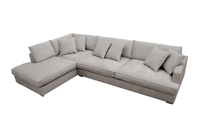 Rossita Lyx 4-sits Vänstervänd L-formad Extra Djup Schäslongsoffa i Chenille - Grå/Brun Chenille - Möbler - Vardagsrum - Soffor - Divansoffa & schäslong