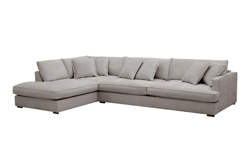 Rossita Lyx 4-sits Vänstervänd L-formad Extra Djup Schäslongsoffa i Chenille - Grå/Brun Chenille - Möbler - Vardagsrum - Soffor - Divansoffa & schäslong