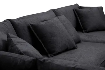 Rossita Lyx 4-sits Vänstervänd L-formad Extra Djup Schäslongsoffa i Chenille - Svart Chenille - Möbler - Vardagsrum - Soffor - Divansoffa & schäslong