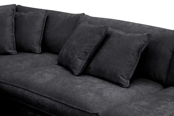 Rossita Lyx 4-sits Vänstervänd L-formad Extra Djup Schäslongsoffa i Chenille - Svart Chenille - Möbler - Vardagsrum - Soffor - Divansoffa & schäslong