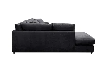 Rossita Lyx 4-sits Vänstervänd L-formad Extra Djup Schäslongsoffa i Chenille - Svart Chenille - Möbler - Vardagsrum - Soffor - Divansoffa & schäslong