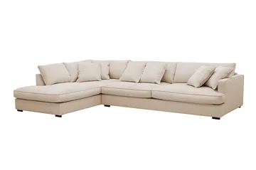Rossita Lyx 4-sits Vänstervänd L-formad Extra Djup Schäslongsoffa i Manchester - Beige Manchester - Möbler - Vardagsrum - Soffor - Divansoffa & schäslong