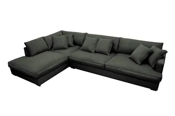 Rossita Lyx 4-sits Vänstervänd L-formad Extra Djup Schäslongsoffa i Manchester - Mörkgrön Manchester - Möbler - Vardagsrum - Soffor - Divansoffa & schäslong