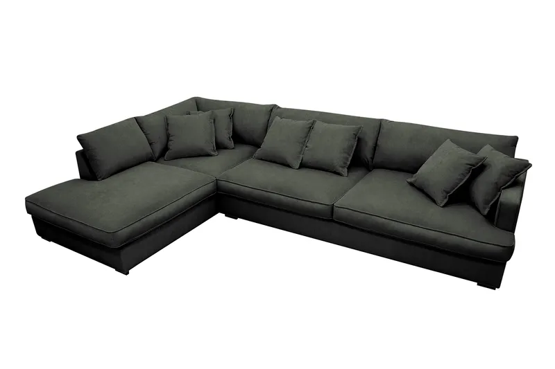 Rossita Lyx 4-sits Vänstervänd L-formad Extra Djup Schäslongsoffa i Manchester - Mörkgrön Manchester - Möbler - Vardagsrum - Soffor - Divansoffa & schäslong