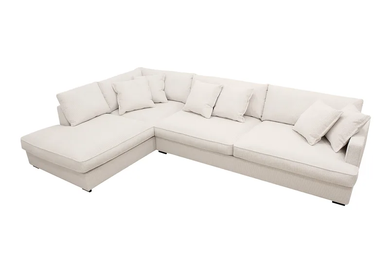 Rossita Lyx 4-sits Vänstervänd L-formad Extra Djup Schäslongsoffa i Manchester - Offwhite Manchester - Möbler - Vardagsrum - Soffor - Divansoffa & schäslong