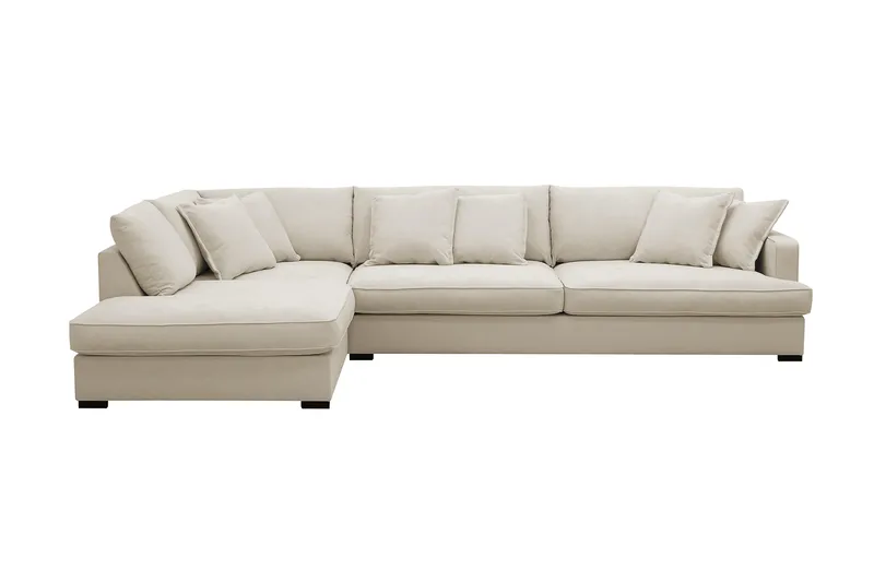 Rossita Lyx 4-sits Vänstervänd L-formad Extra Djup Schäslongsoffa i Tyg, Beige Tyg