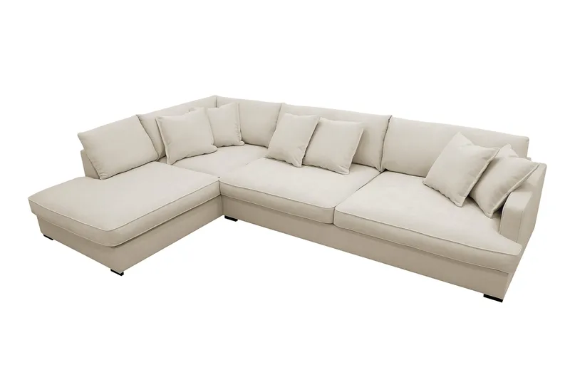 Rossita Lyx 4-sits Vänstervänd L-formad Extra Djup Schäslongsoffa i Tyg - Beige Tyg - Möbler - Vardagsrum - Soffor - Divansoffa & schäslong