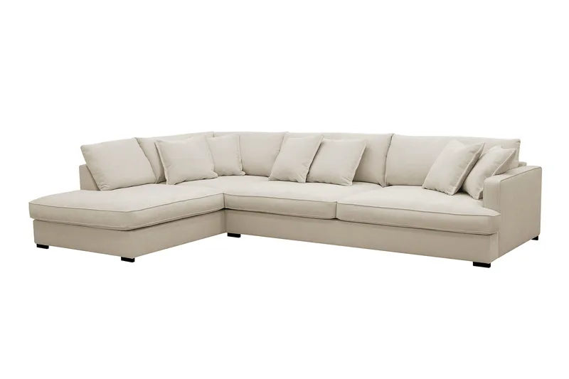 Rossita Lyx 4-sits Vänstervänd L-formad Extra Djup Schäslongsoffa i Tyg - Beige Tyg - Möbler - Vardagsrum - Soffor - Divansoffa & schäslong