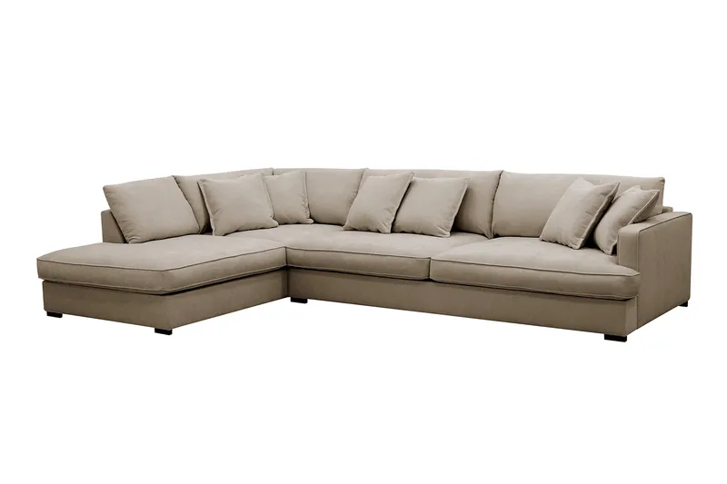 Rossita Lyx 4-sits Vänstervänd L-formad Extra Djup Schäslongsoffa i Tyg - Brun Tyg - Möbler - Vardagsrum - Soffor - Divansoffa & schäslong