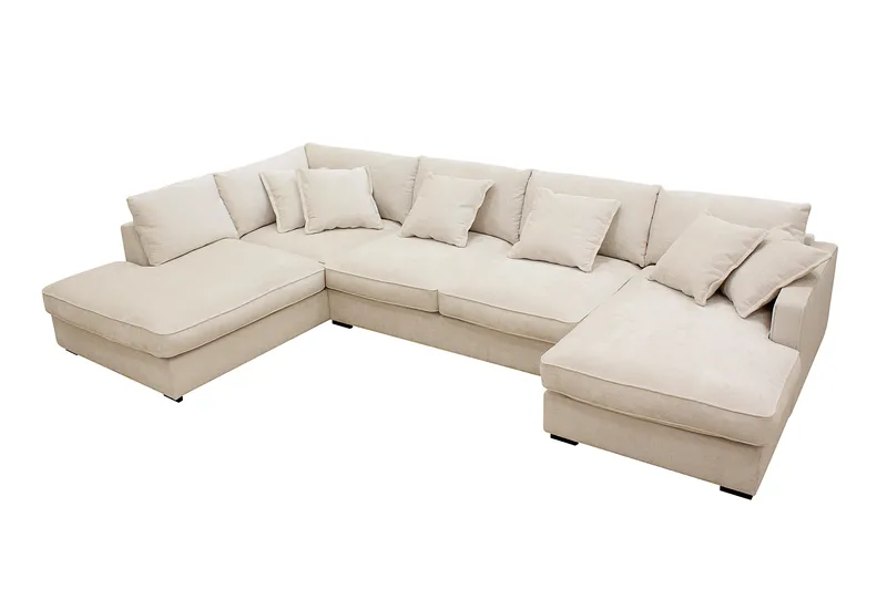 Rossita Lyx 5-sits Högervänd U-formad Extra djup Soffa med Divan och Schäslong i Chenille - Beige - Möbler - Vardagsrum - Soffor - U-soffor