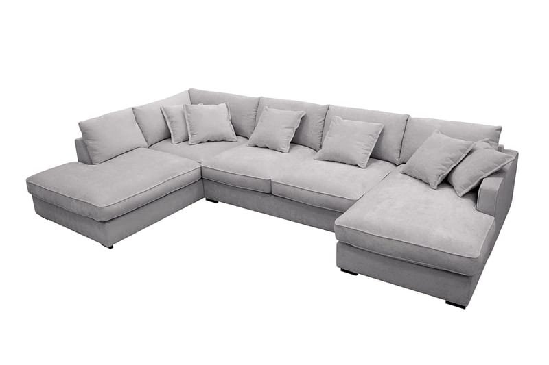 Rossita Lyx 5-sits Högervänd U-formad Extra djup Soffa med Divan och Schäslong i Chenille - Grå - Möbler - Vardagsrum - Soffor - U-soffor