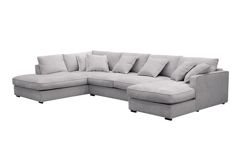 Rossita Lyx 5-sits Högervänd U-formad Extra djup Soffa med Divan och Schäslong i Chenille - Grå - Möbler - Vardagsrum - Soffor - U-soffor