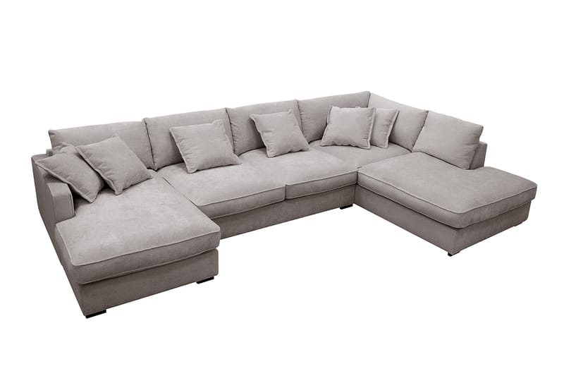 Rossita Lyx 5-sits Högervänd U-formad Extra djup Soffa med Divan och Schäslong i Chenille - Grå/Brun - Möbler - Vardagsrum - Soffor - U-soffor