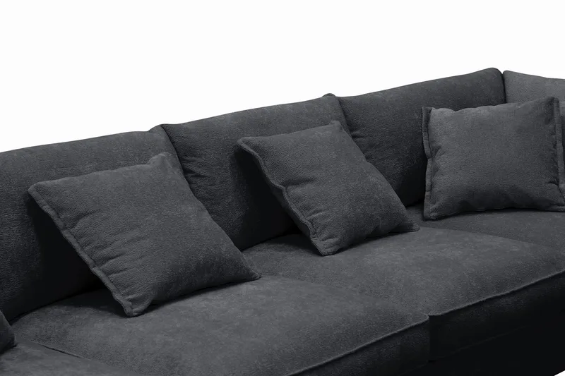 Rossita Lyx 5-sits Högervänd U-formad Extra djup Soffa med Divan och Schäslong i Chenille - Svart - Möbler - Vardagsrum - Soffor - U-soffor
