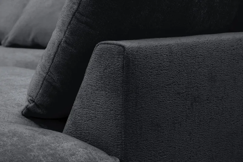 Rossita Lyx 5-sits Högervänd U-formad Extra djup Soffa med Divan och Schäslong i Chenille - Svart - Möbler - Vardagsrum - Soffor - U-soffor
