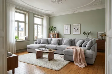 Rossita Lyx 5-sits Högervänd U-formad Extra djup Soffa med Divan och Schäslong i Chenille - Trenza 03, Grå Chenille - Möbler - Vardagsrum - Soffor - U-soffor