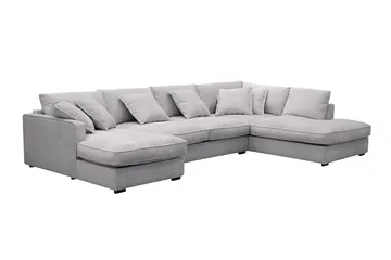 Rossita Lyx 5-sits Högervänd U-formad Extra djup Soffa med Divan och Schäslong i Chenille - Trenza 03, Grå Chenille - Möbler - Vardagsrum - Soffor - U-soffor