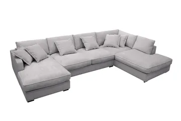 Rossita Lyx 5-sits Högervänd U-formad Extra djup Soffa med Divan och Schäslong i Chenille - Trenza 03, Grå Chenille - Möbler - Vardagsrum - Soffor - U-soffor