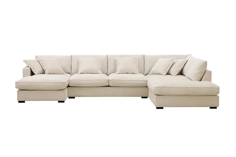 Rossita Lyx 5-sits Högervänd U-formad Extra djup Soffa med Divan och Schäslong i Chenille - Trenza 06, Beige Chenille - Möbler - Vardagsrum - Soffor - U-soffor