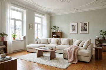 Rossita Lyx 5-sits Högervänd U-formad Extra djup Soffa med Divan och Schäslong i Chenille - Trenza 06, Beige Chenille - Möbler - Vardagsrum - Soffor - U-soffor