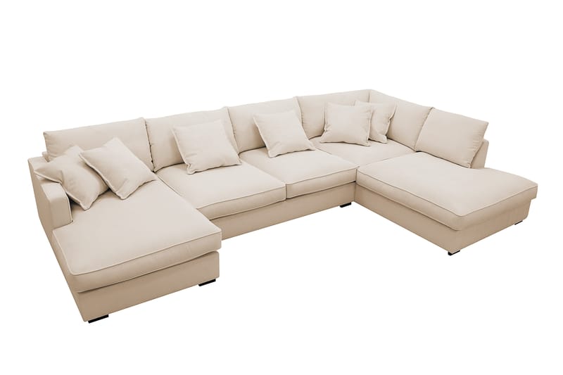 Rossita Lyx 5-sits Högervänd U-formad Extra djup Soffa med Divan och Schäslong i Manchester - Beige - Möbler - Vardagsrum - Soffor - U-soffor