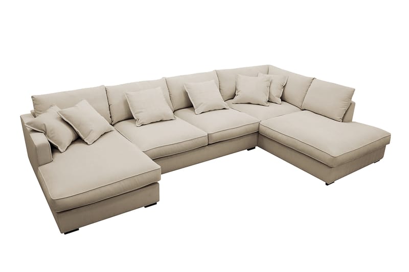 Rossita Lyx 5-sits Högervänd U-formad Extra djup Soffa med Divan och Schäslong i Manchester - Kräm - Möbler - Vardagsrum - Soffor - U-soffor