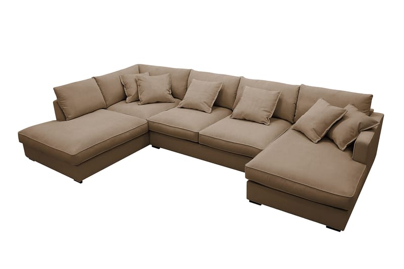Rossita Lyx 5-sits Högervänd U-formad Extra djup Soffa med Divan och Schäslong i Manchester - Ljusbrun - Möbler - Vardagsrum - Soffor - U-soffor